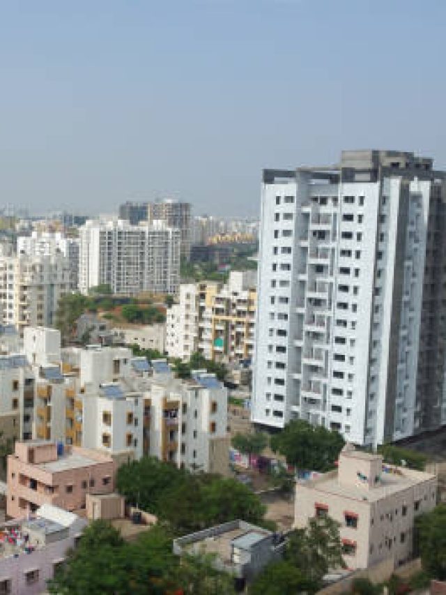 Concrete buildings showing growing cities in Asian developing countries